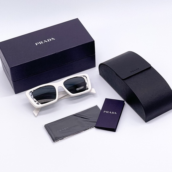 NEW PRADA SUNGLASSES WHITE CAT EYE PRADA EYEWEAR - Picture 12 of 13